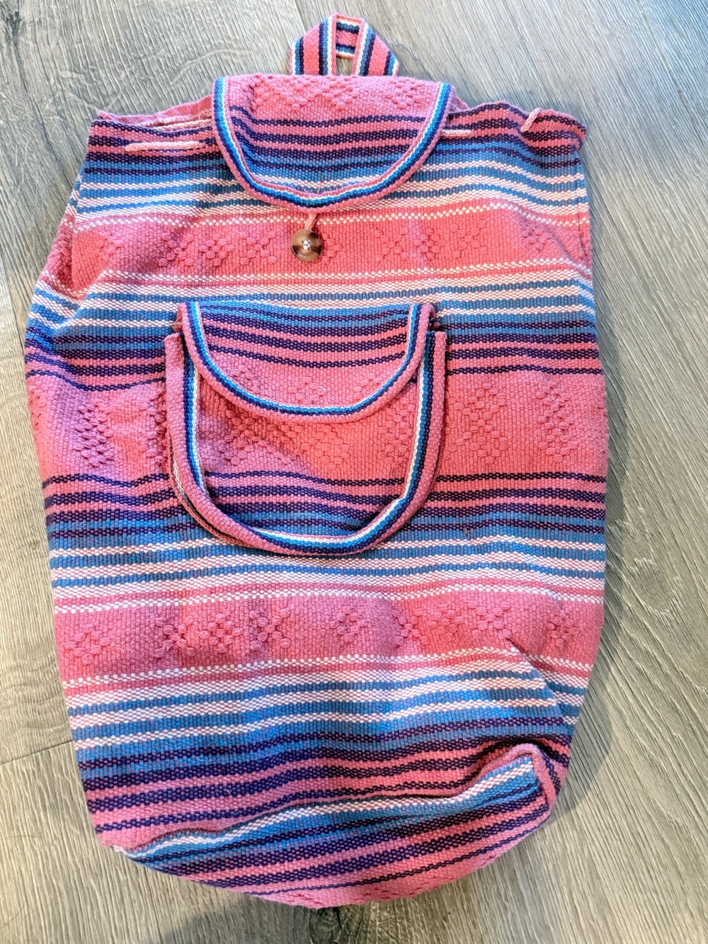 Colorful woven boho backpack